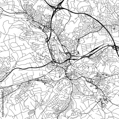 1:1 square aspect ratio vector road map of the city of Wetzlar in Germany with black roads on a white background.