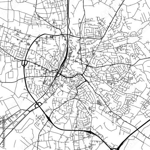 1:1 square aspect ratio vector road map of the city of  Herford in Germany with black roads on a white background. photo