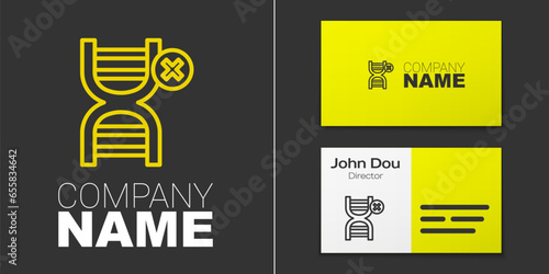 Logotype line No GMO icon isolated on grey background. Genetically modified organism acronym. Dna food modification. Logo design template element. Vector