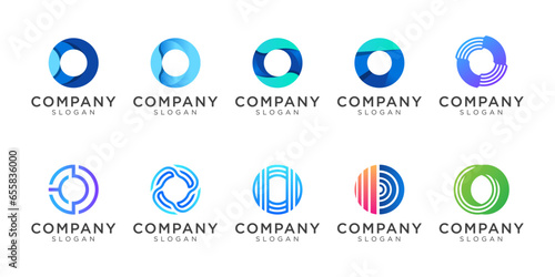 Letter O logo design for various types of businesses and company. colorful, modern, geometric, luxury letter o logo set