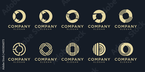 Letter O logo design for various types of businesses and company. colorful, modern, geometric, luxury letter o logo set