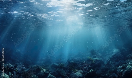 An underwater image with lays of light breaking through. Great for stories about the ocean, travel, adventure, snorkeling, scuba diving, underwater exploration, conservation and more.