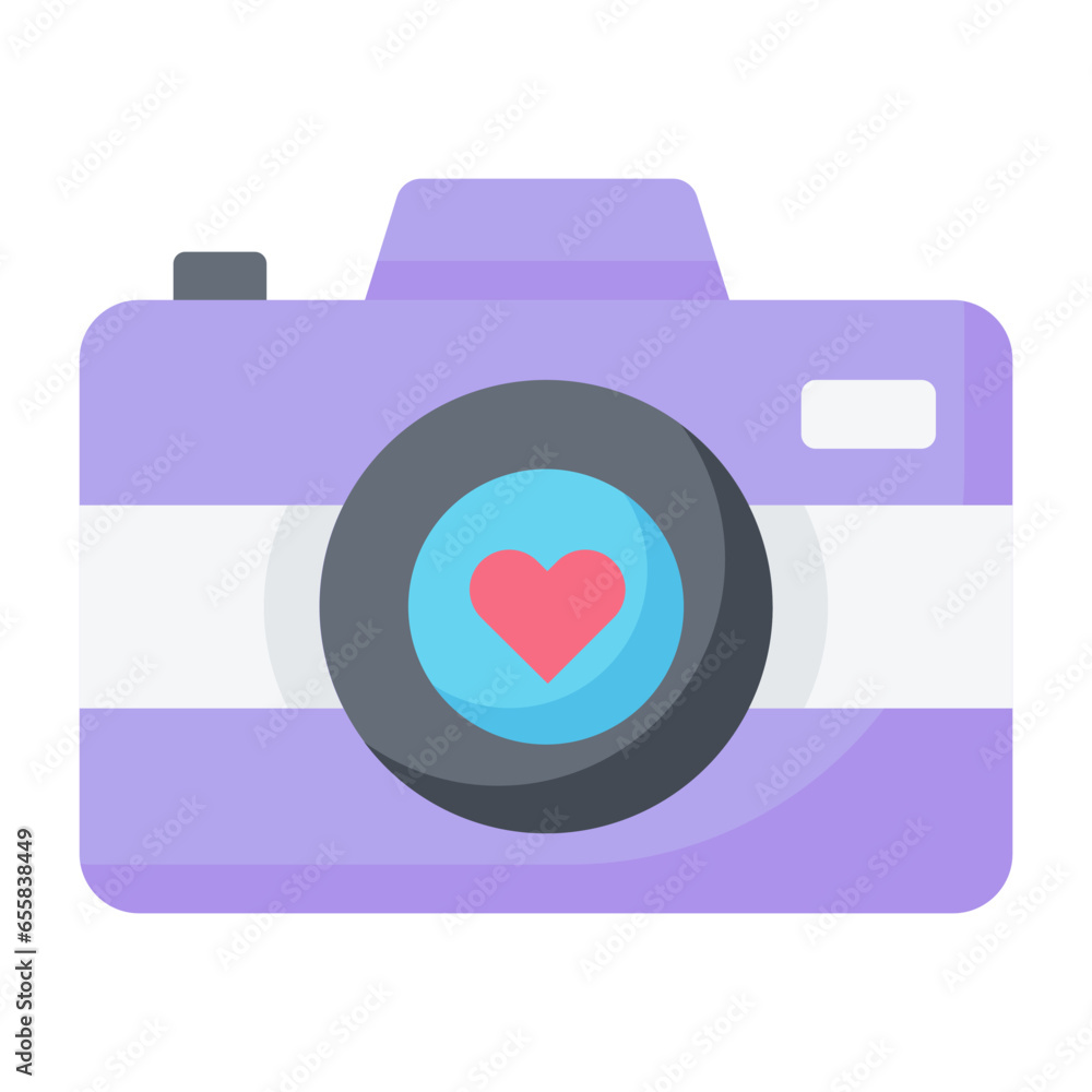 Love Camera Flat Icon