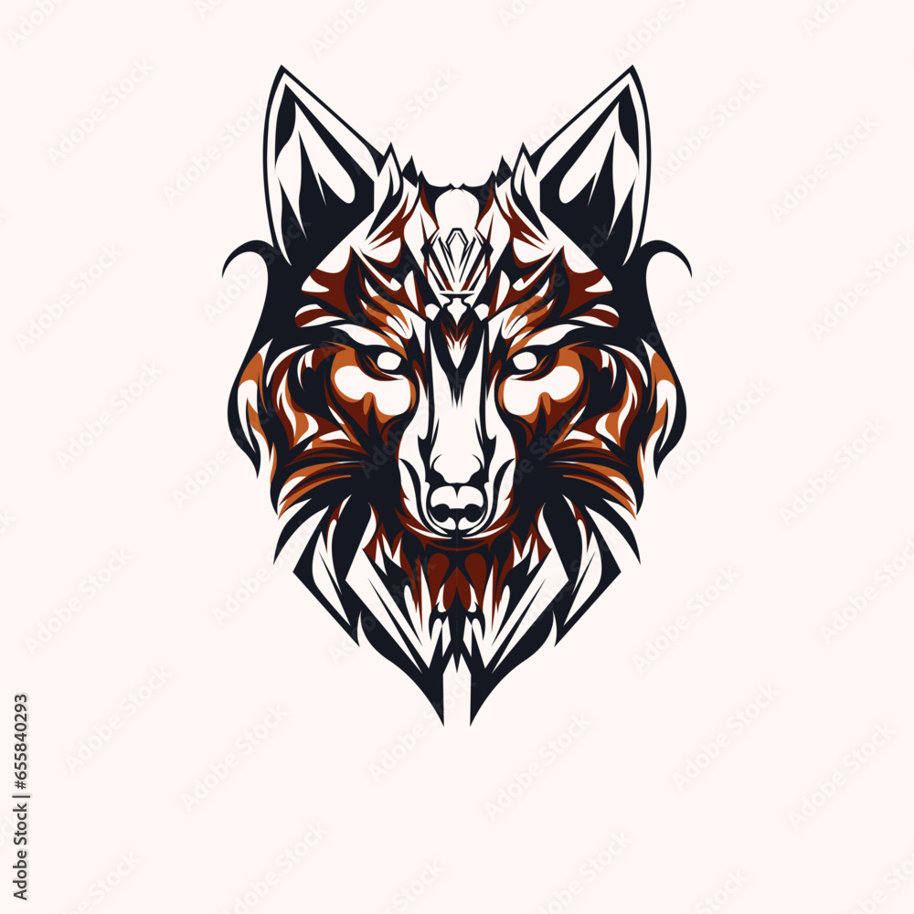 vector design of ornamental wolf head vector design of ornamental wolf head