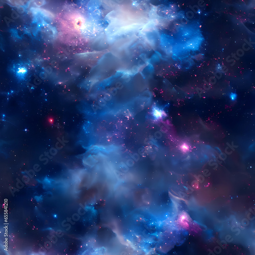 Midnight Enigma  Seamless Dark Blue Galaxy   Nebula Textures 