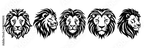 Lion silhouettes set, large pack of vector silhouette design, isolated white background