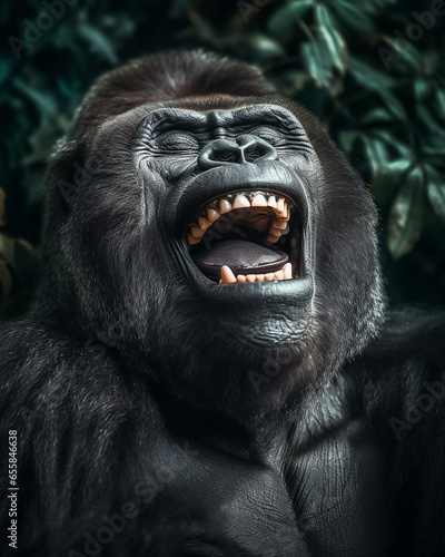 The gorilla is laughing photo