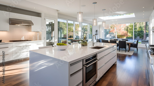  bright, clean kitchen in a big house. Everything's white and looks new. Great for pictures of fancy homes or kitchen stuff. User
Modern White Kitchen in Estate Home photo