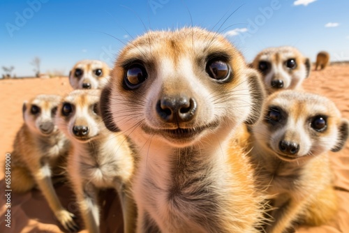 A group of young small teenage meerkat. © kardaska