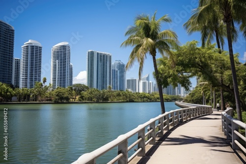 Downtown Miami City Life Along the Beautiful Miami River - Breathtaking Coastal Views of Florida © Alona
