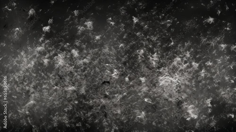 Abstract black and white snow texture on dark background - high quality overlay effect for winter design