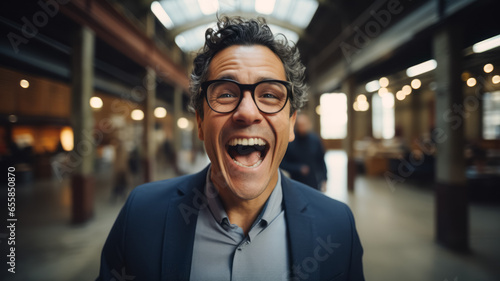 Portrait of happy businessman in eyeglasses © thodonal