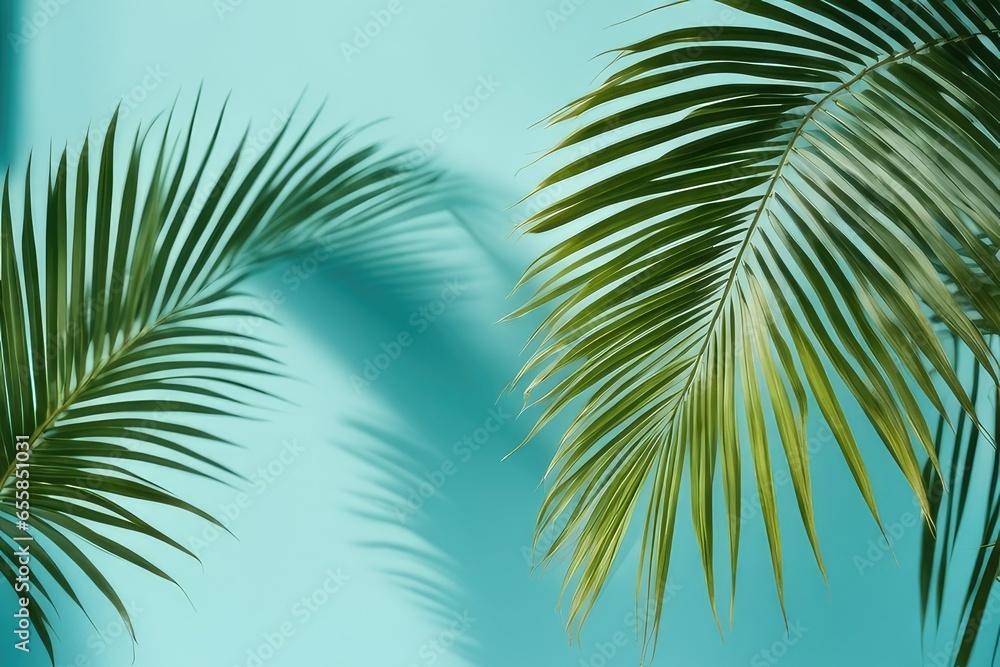 blurred shadow from palm leaves on the light blue wall minimal abstract background for product blurred shadow from palm leaves on the light blue wall minimal abstract background for product
