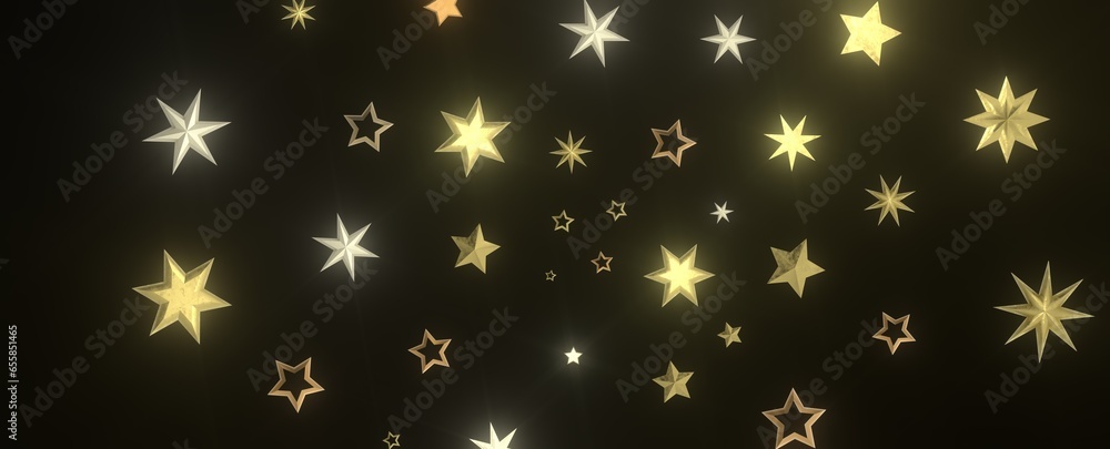 XMAS Stars - Banner with golden decoration. Festive border with falling glitter dust and stars. XMAS Stars - Banner with golden decoration. Festive border with falling glitter dust and stars.