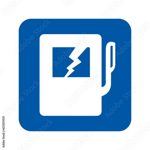High electricity place. Warning. Electrocar charger station