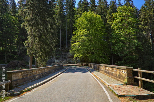 Road bridge over Divoka Orlice at Zemska brana,Pardubice Region,Czech Republic,Europe 