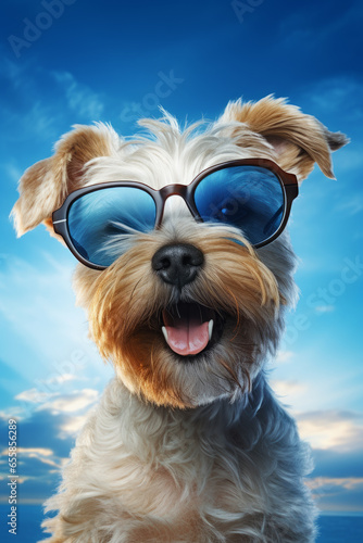 Terrier Portrait with blue sun glasses © Birgit Reitz-Hofmann