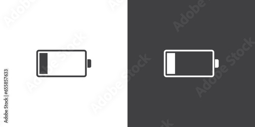 Black and white low battery icon,  Battery charging sign symbol vector illustration. Battery icon in flat style, Battery charging flat icon simple black style symbol sign for apps and website, 
