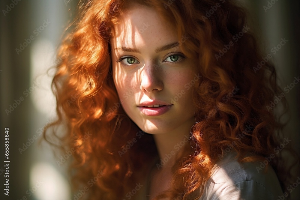 Woman with Red Hair and Green Eyes Woman with Red Hair and Green Eyes