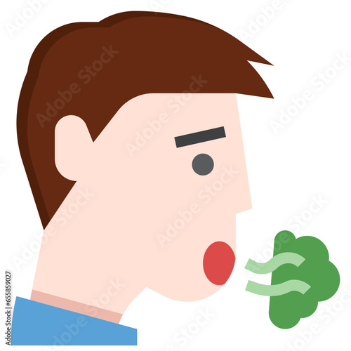 bad breath filled outline icon,linear,outline,graphic,illustration