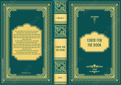 Ornate book cover and Old retro ornament frames. Royal Golden style design. Vintage Border to be printed on the covers of books