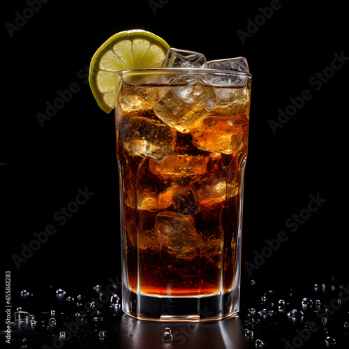 Coke glass on black background