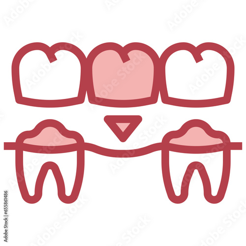 dental bridge filled outline icon,linear,outline,graphic,illustration