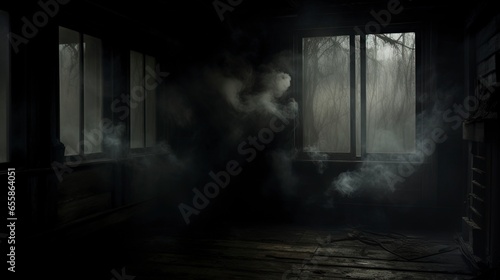 Dark gloomy old room with s...