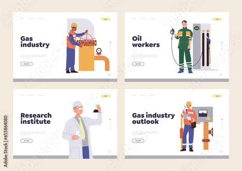 Landing page advertising oil industry, research institute laboratory, extraction factory plant