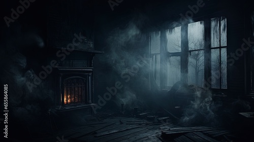 Dark gloomy old room with s...