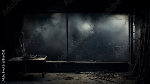 Dark gloomy old room with s...