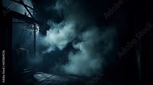 Dark gloomy old room with s...