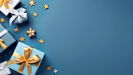 Christmas background with christmas baubles, gifts decoration - Xmas theme