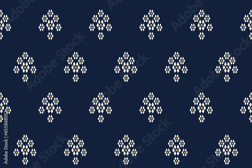 Florals oriental seamless pattern on navy blue background. Boho floral. Navy blue tone Design for fabric,carpet,textile,wallpaper,print,background,embroidery,home decor,cover,vector illustration, etc.