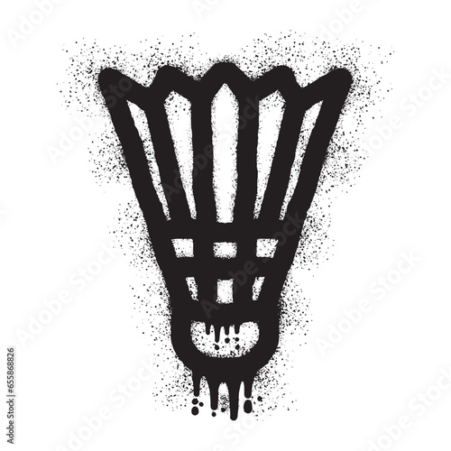 Shuttlecock graffiti with black spray paint