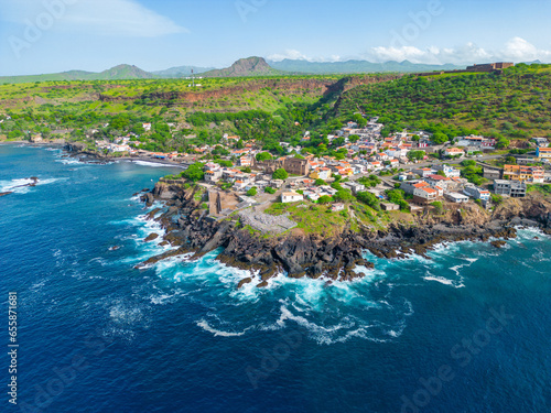 Cidade Velha Aerial View. The oldest city in the Republic of Cape Verde. Santiago Island Landscape. The Republic of Cape Verde is an island country in the Atlantic Ocean. Africa. photo