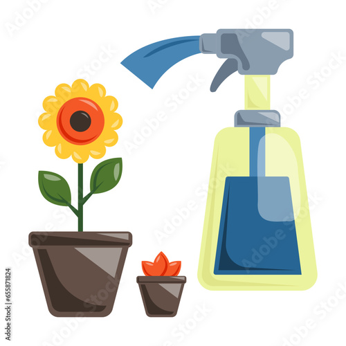 Liquid Fertilizers for flowers and indoor plants concept, water soluble fertiliser vector color icon design, Lawn and Gardening symbol, Farm and Plant sign agriculture and horticulture equipment stock