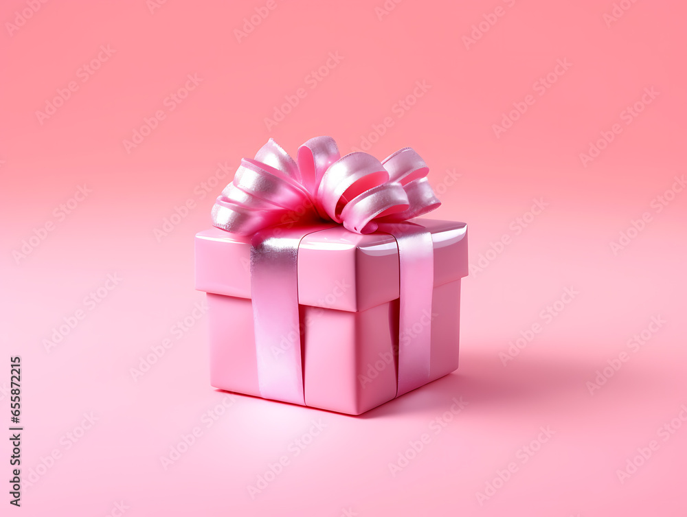 Obraz premium Gift box isolated on solid pink background