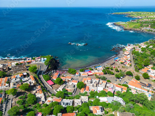 Cidade Velha Aerial View. The oldest city in the Republic of Cape Verde. Santiago Island Landscape. The Republic of Cape Verde is an island country in the Atlantic Ocean. Africa.