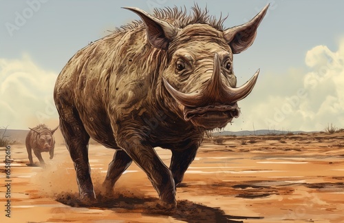 A fierce warthog in the desert. Great for stories about safaris, the wilderness, adventure, travel, photography, wildlife and more. 