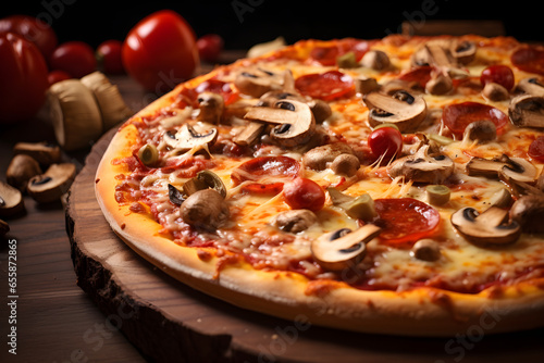 Close-Up einer leckeren italienischen Steinofenpizza  Pizza erstellt mit generativer KI