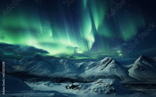 northern lights in the mountains
