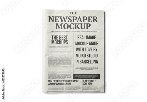 Mockup of customizable newspaper front page and background