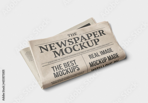 Mockup of customizable folded newspaper and background