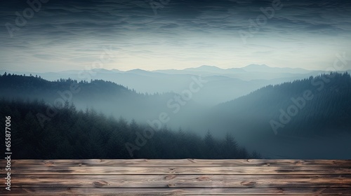 Wooden table against the ba...