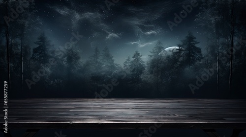 Wooden table against the ba...