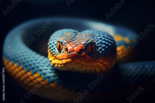Snake is isolated on black background