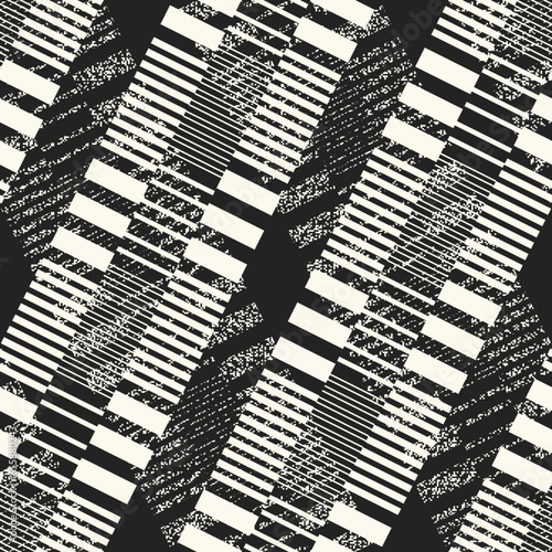 Monochrome Glitch Effect Textured Broken Striped Pattern