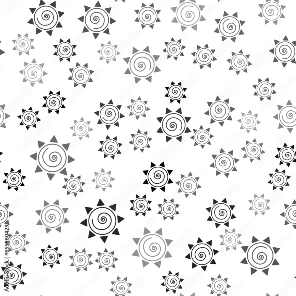 Black Sun icon isolated seamless pattern on white background. Vector Black Sun icon isolated seamless pattern on white background. Vector