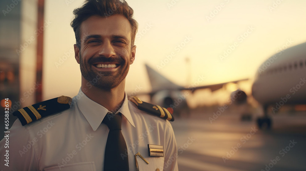 Taking Flight Young Aspiring Pilot, Decked Pilot's Uniform, Radiates